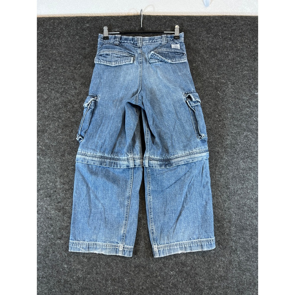 Vintage 90s OshKosh Bgosh Kids Cargo Jeans Blue Denim Wide Leg Faded Size 7X